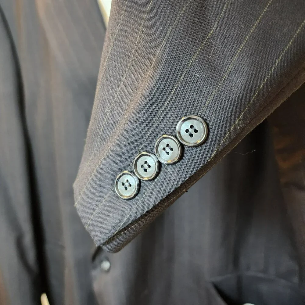 Robert Kent Wool Blazer 100%‎ Wool | 2-Button Pinstripe Suit Jacket 29x27